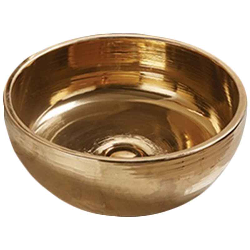 16.14 x 16.14 in Gold Round Ceramic Bathroom Vessel Sink