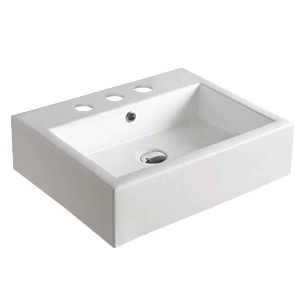 29.9 x 19.7 in White Rectangle Ceramic Bathroom Vessel Sink
