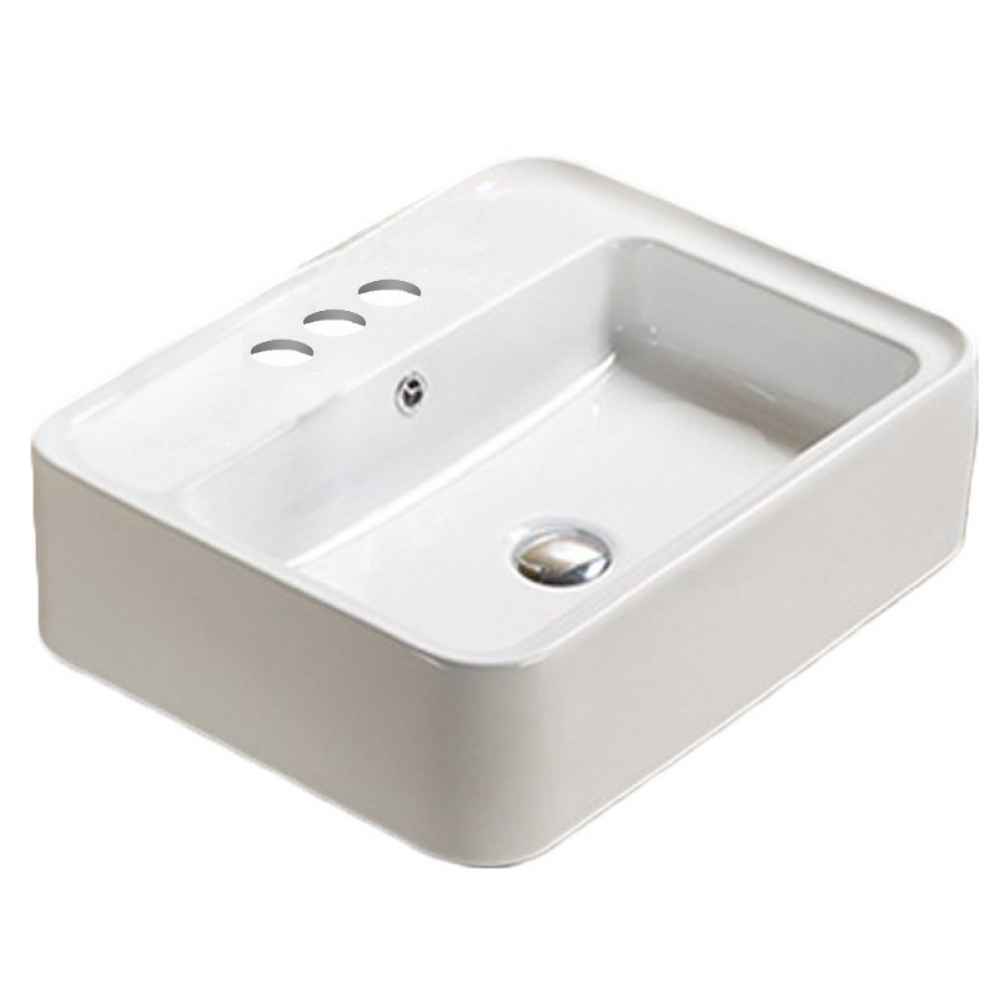 20.9 x 16.73 in White Rectangle Ceramic Bathroom Vessel Sink