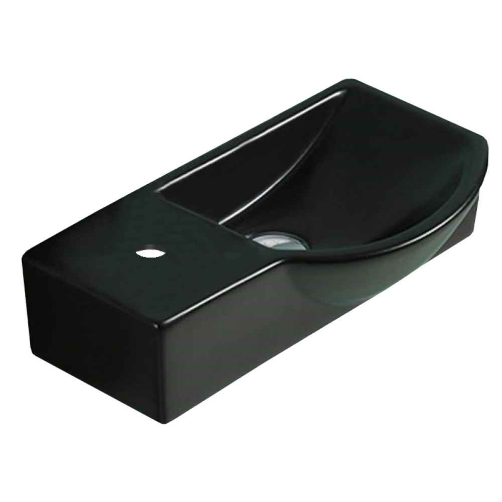 14.7 x 8.7 in Black Rectangle Ceramic Bathroom Vessel Sink