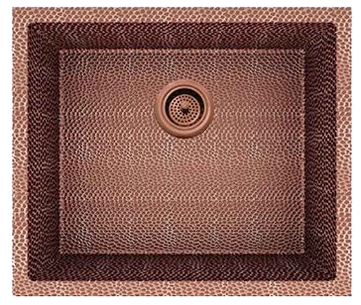 21 x 18 in Copper Rectangle 16 Gauge Single Bowl Undermount Kitchen Sink, CSA Certified