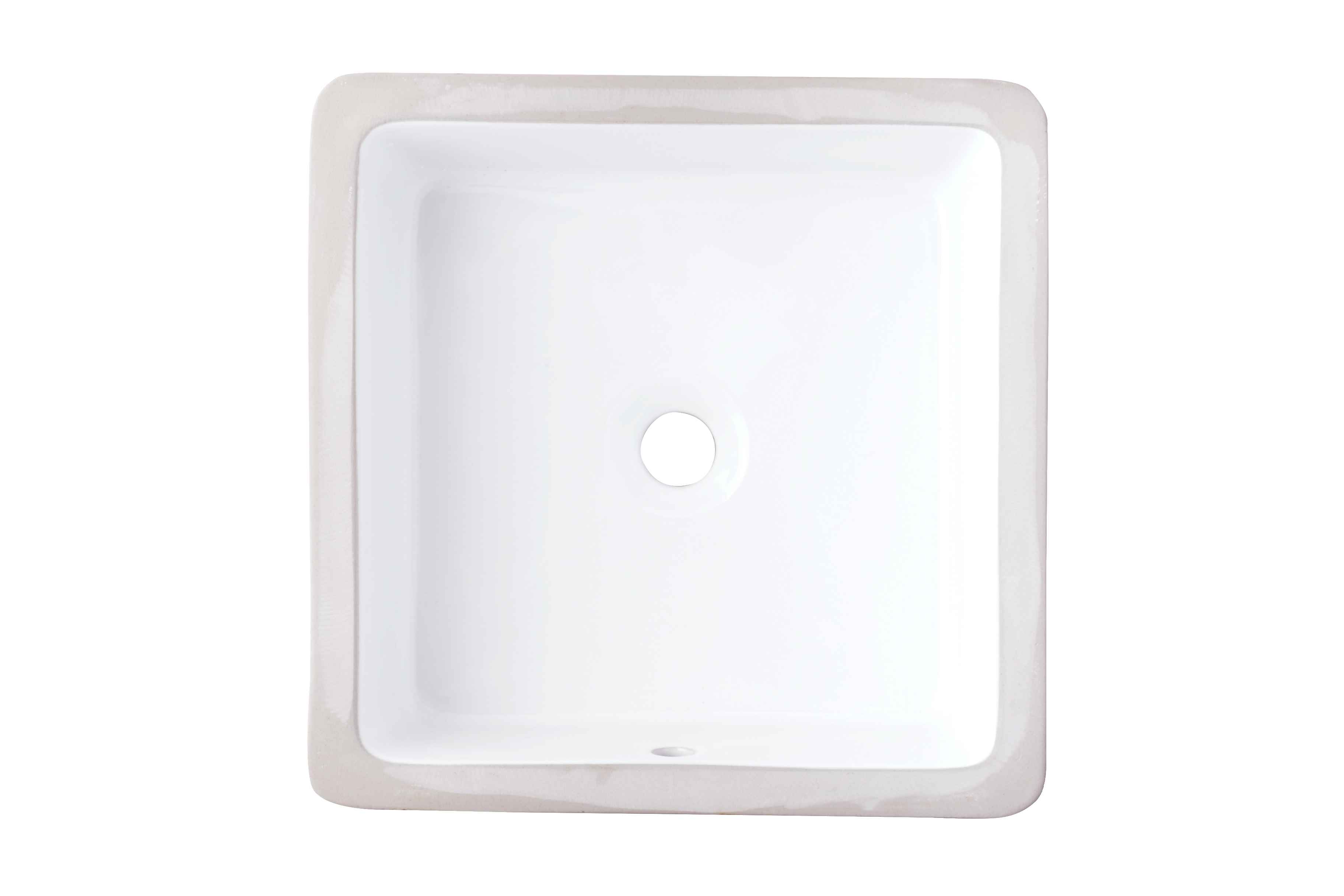 16 x 16 in White Square Ceramic Bathroom Undermount Sink, CUPC Certified