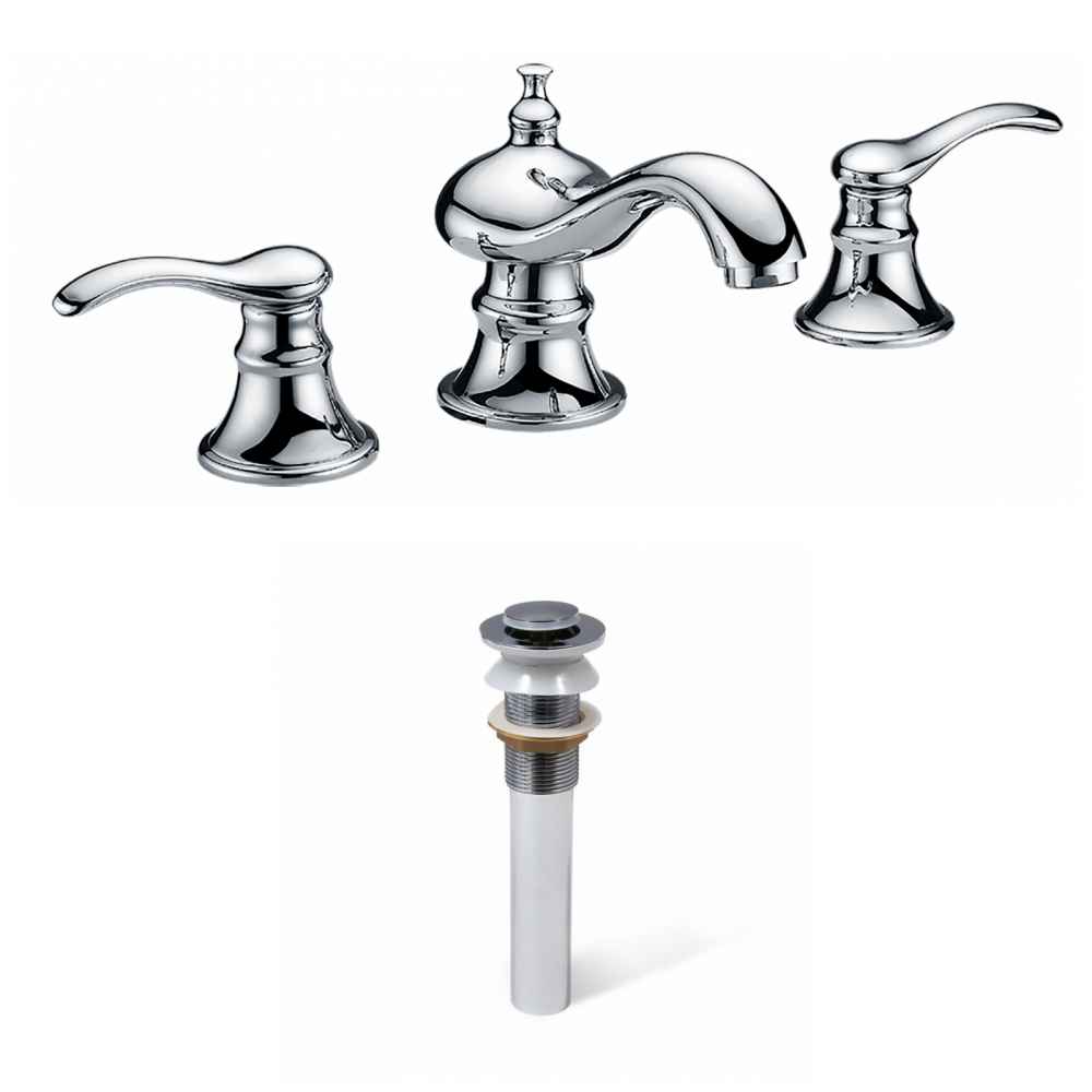 14.13 x 5.93 in Chrome Lead Free Brass Bathroom Sink Faucet Set, CUPC Certified