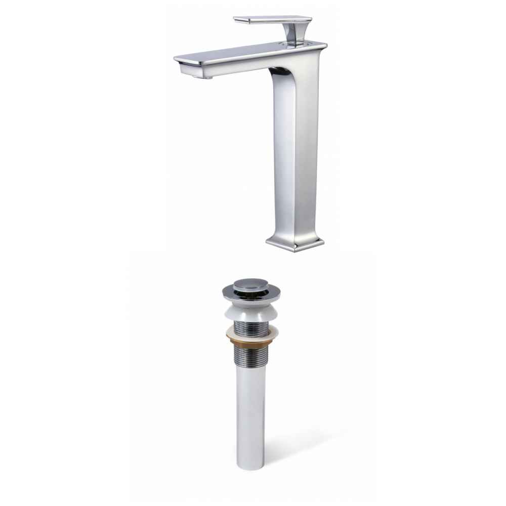 3 x 5 in Chrome Square Lead Free Brass Bathroom Sink Faucet Set, CUPC Certified