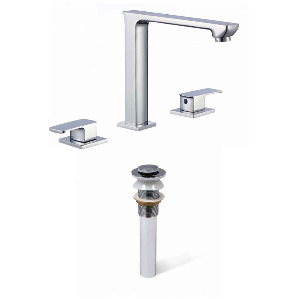 10.5 x 6 in Chrome Square Lead Free Brass Bathroom Sink Faucet Set, CUPC Certified