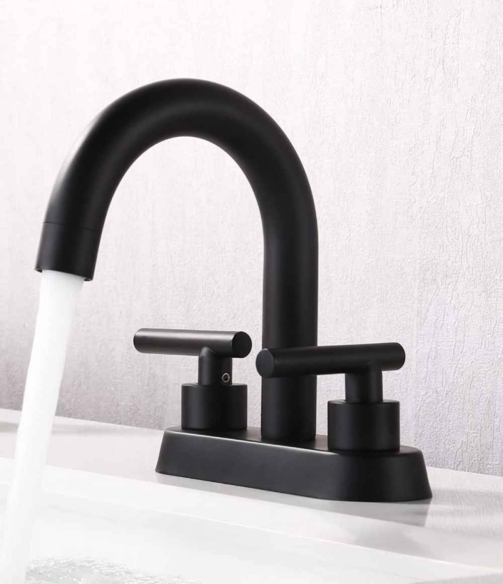 Black Rectangle Lead Free Brass Bathroom Sink Faucet, CUPC Certified