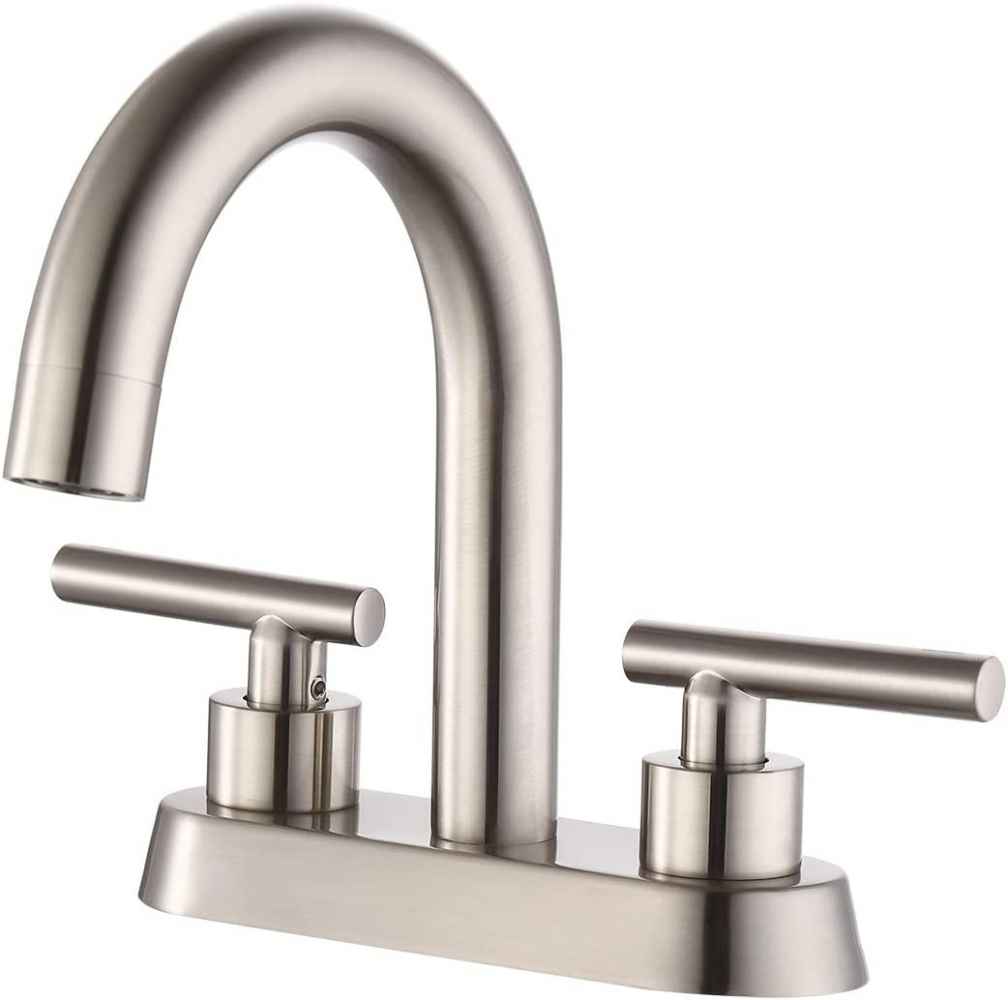 Brushed Nickel Rectangle Lead Free Brass Bathroom Sink Faucet, CUPC Certified