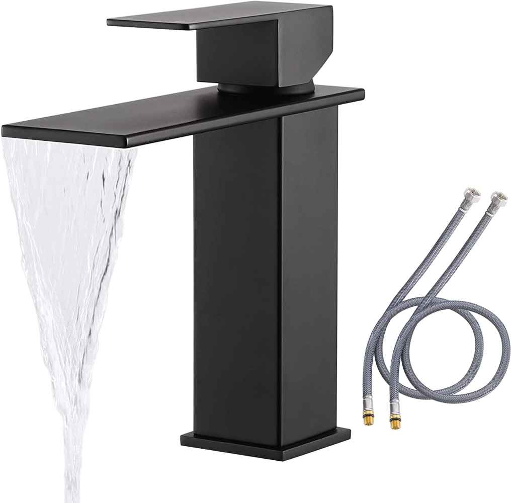 Matte Black Square Stainless Steel Bathroom Sink Faucet, CUPC Certified