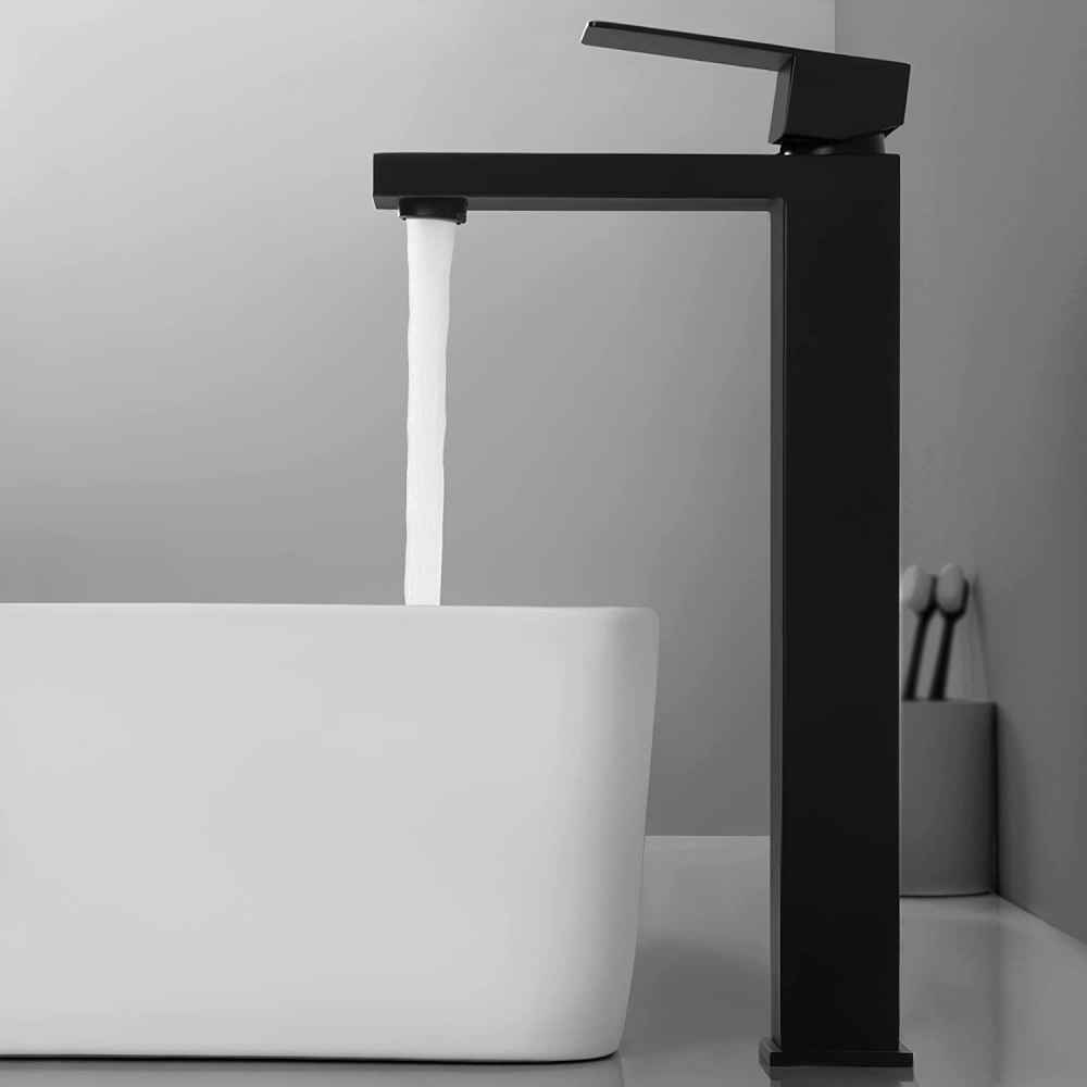 Black Rectangle Stainless Steel Bathroom Sink Faucet, CUPC Certified