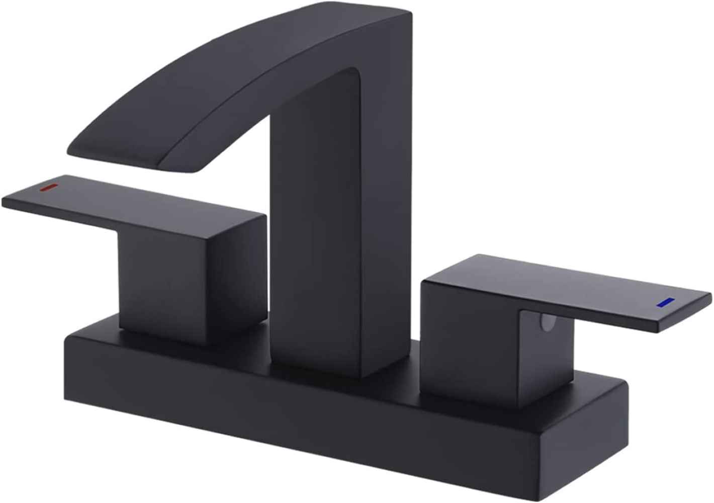 Matte Black Sickle-Shaped Spout Brass Bathroom Sink Faucet, CUPC Certified