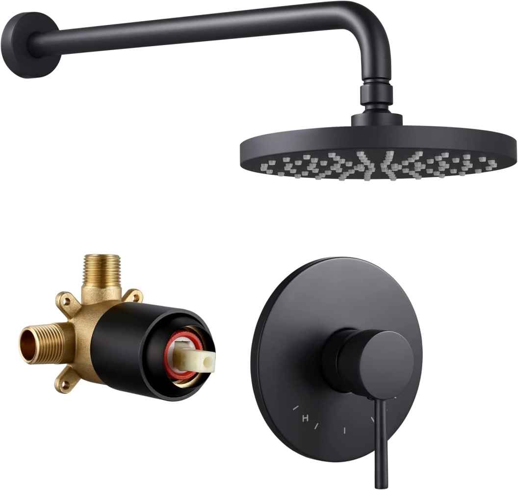 13.4 x 4 in Matte Black Round Stainless Steel Shower Kit, CUPC Certified