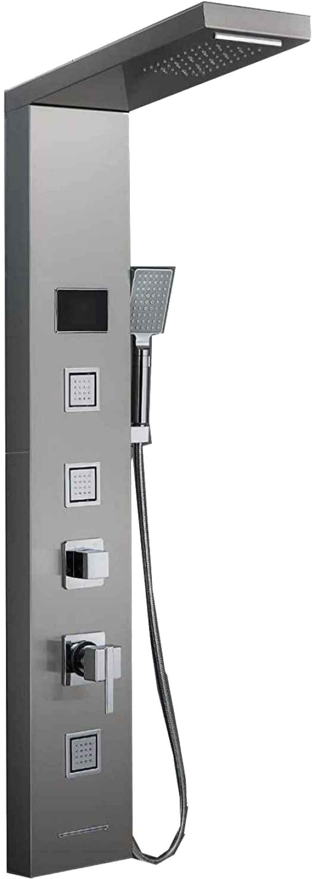 7.8 x 51.2 in Brushed Stainless Steel Rectangle Stainless Steel-Brass Shower Panel