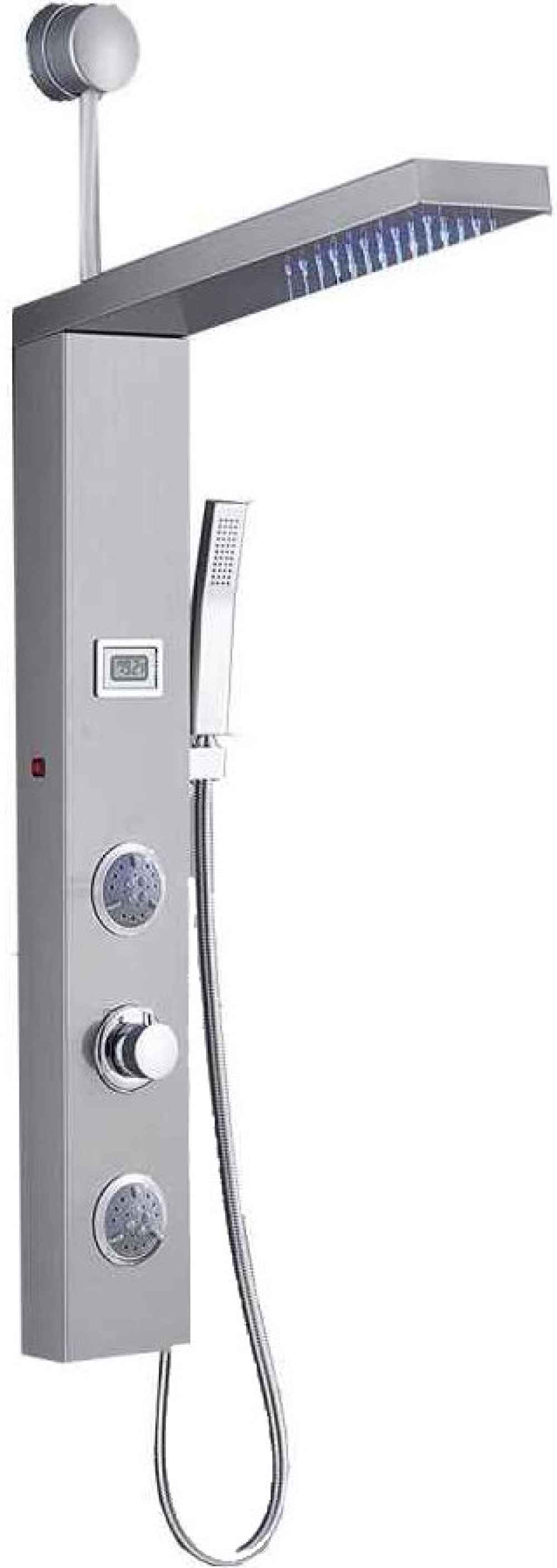 8.5 x 37.4 in Silver Rectangle Stainless Steel-Brass Shower Panel