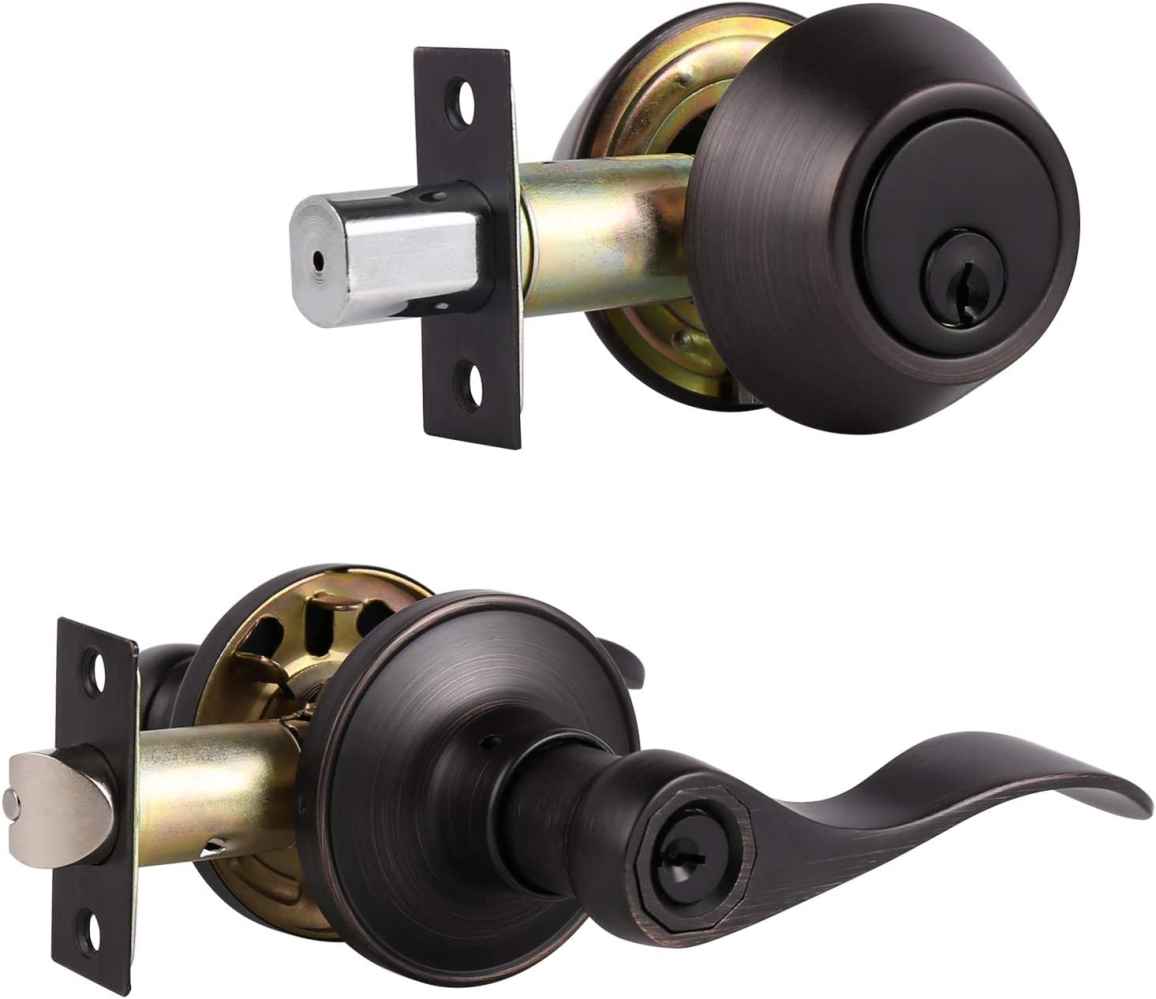 5 in Oil Rubbed Bronze Curved Stainless Steel Door Lock