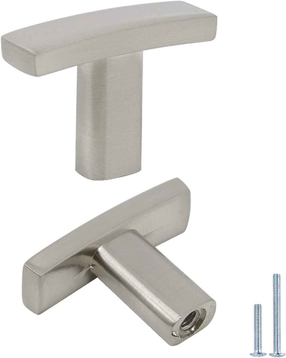 1.2 x 1.1 in Brushed Nickel Tee Stainless Steel Cabinet Knob