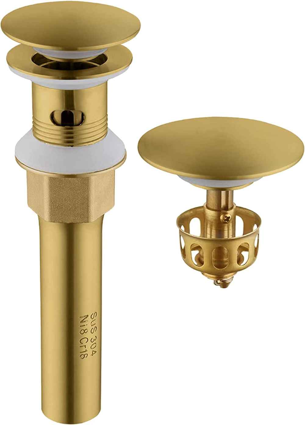 2.59 x 2.59 in Brass Round Stainless Steel Bathroom Sink Drain