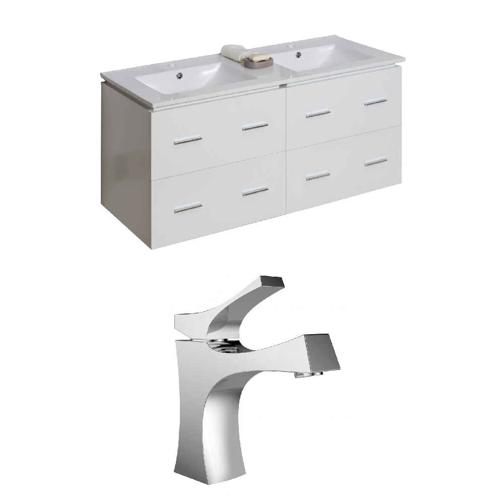 48 x 18.25 in White Rectangle Plywood-Veneer Vanity Set