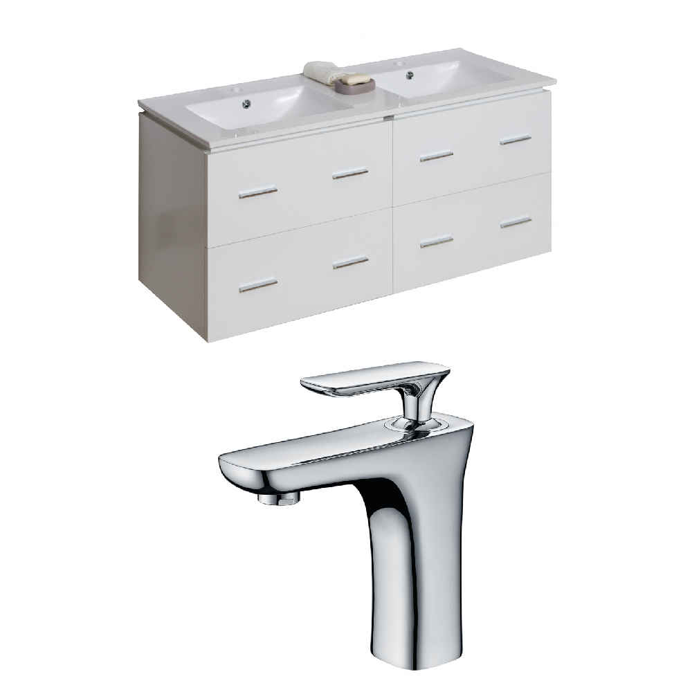 48 x 18.25 in White Rectangle Plywood-Veneer Vanity Set