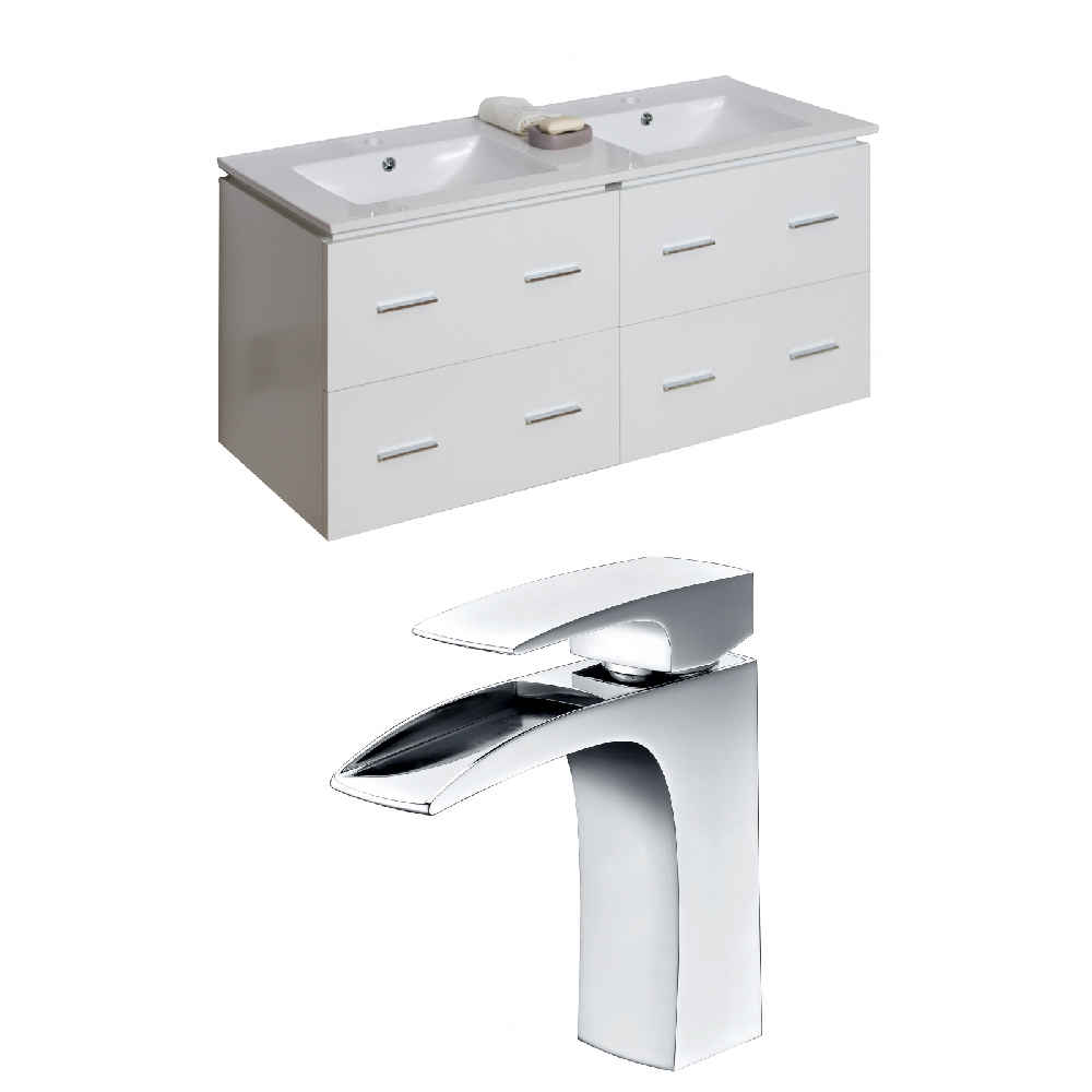 48 x 18.25 in White Rectangle Plywood-Veneer Vanity Set
