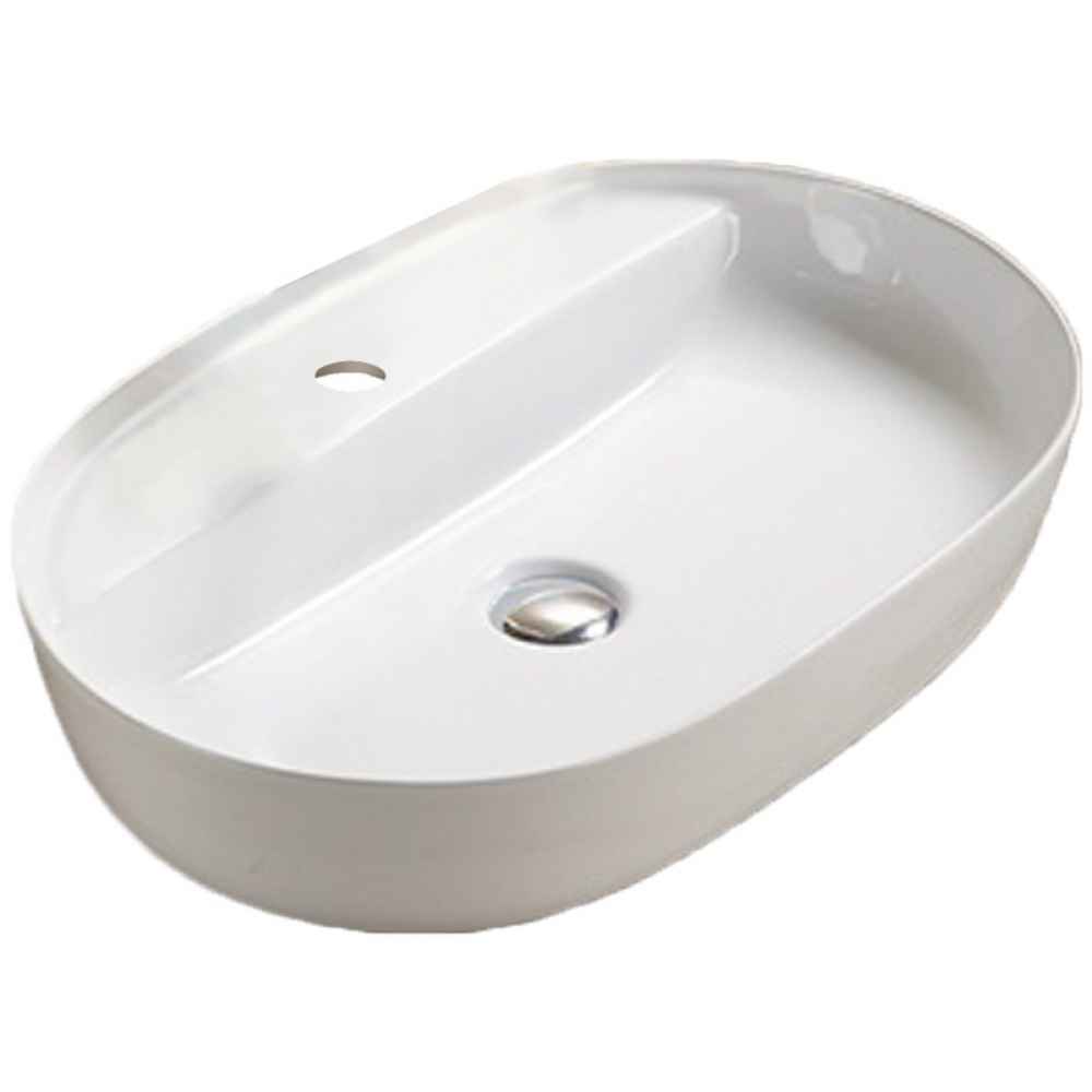 24.41 x 16.14 in White Oval Ceramic Bathroom Vessel Sink