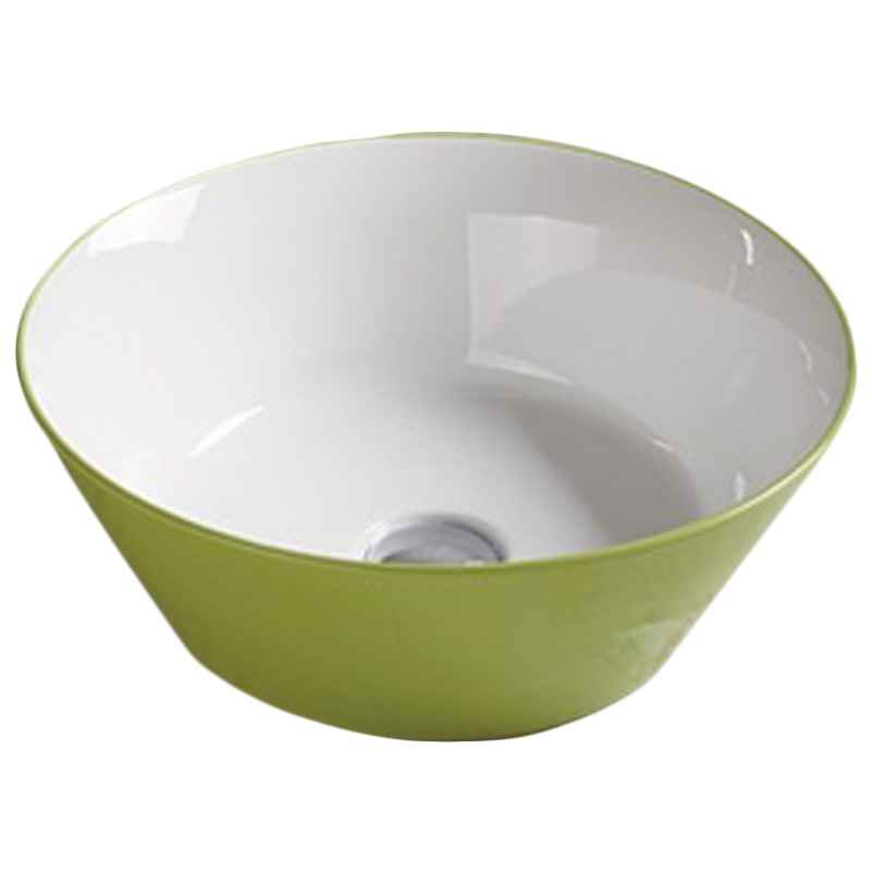 15.9 x 15.9 in Olive-White Round Ceramic Bathroom Vessel Sink