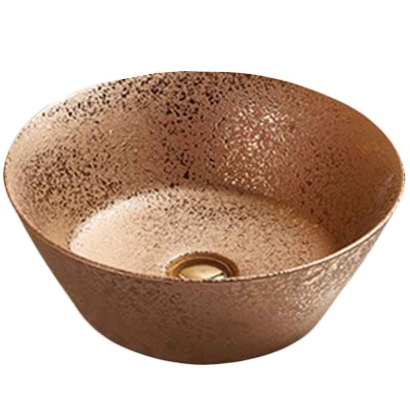 15.9 x 15.9 in Oil Rubbed Bronze Round Ceramic Bathroom Vessel Sink