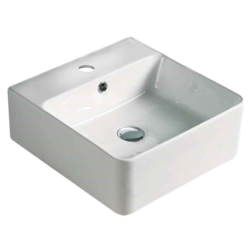 15.7 x 16.7 in White Rectangle Ceramic Bathroom Vessel Sink