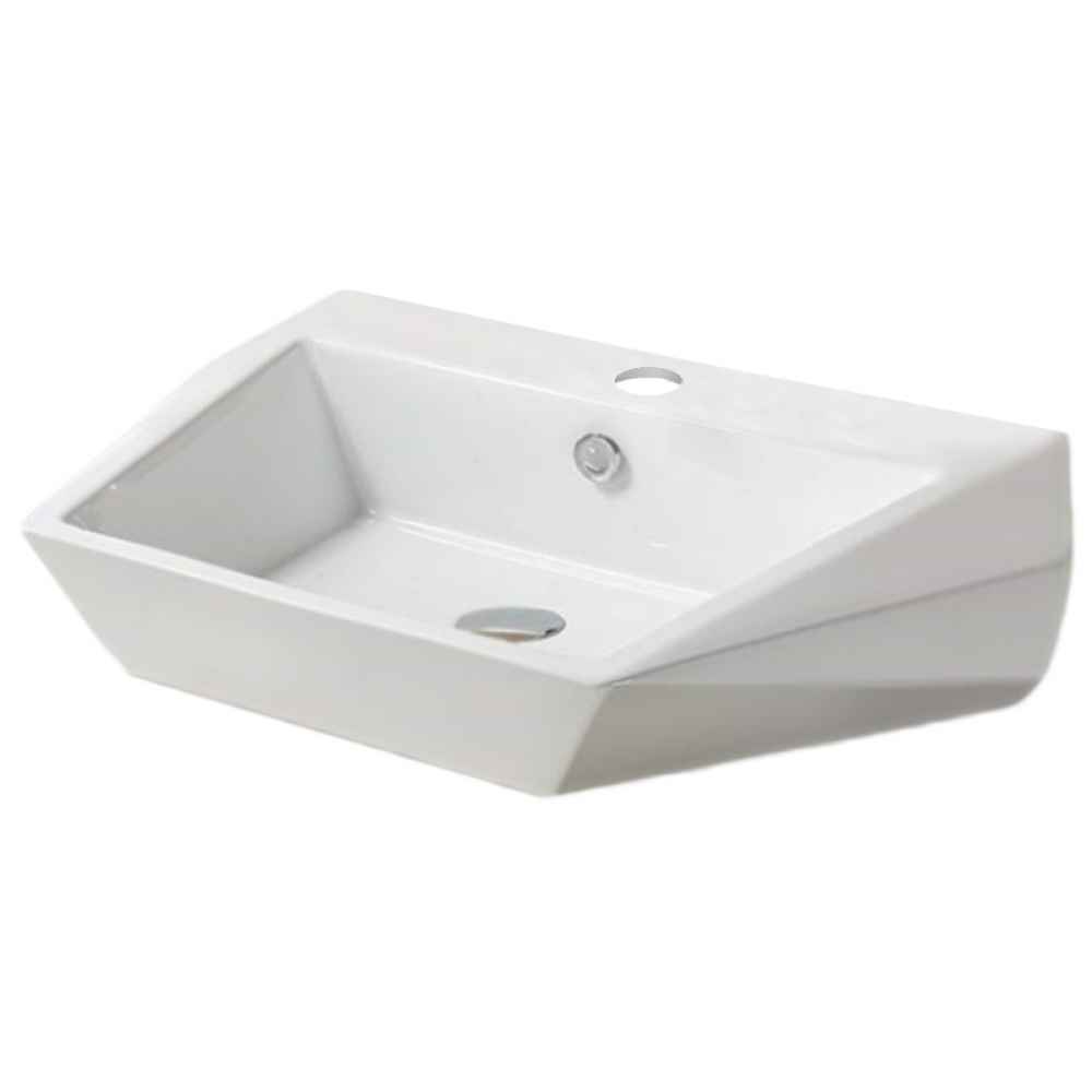 27.2 x 18.3 in White Rectangle Ceramic Bathroom Vessel Sink