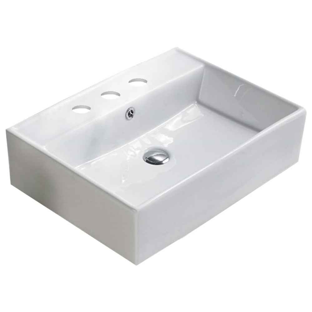 23.23 x 17.72 in White Rectangle Ceramic Bathroom Vessel Sink