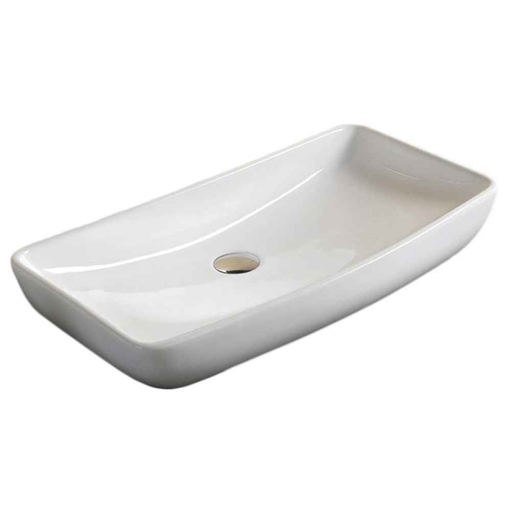 27.8 x 15.2 in White Rectangle Ceramic Bathroom Vessel Sink