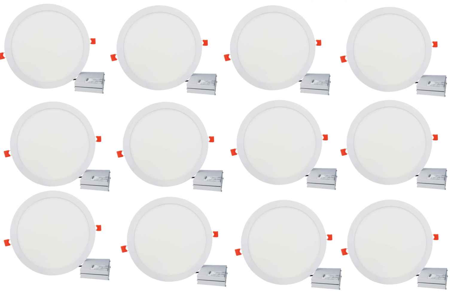 12 in White Round Aluminum Pot Light Set, ETL-ROHS-Energy Star Certified