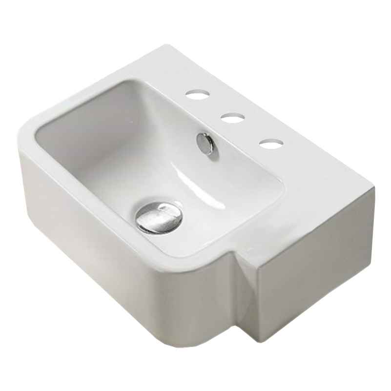 17.5 x 12.6 in White Rectangle Ceramic Bathroom Vessel Sink