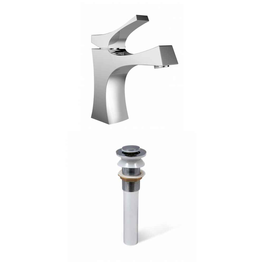 2 x 6.5 in Chrome Rectangle Lead Free Brass Bathroom Sink Faucet Set, CUPC Certified