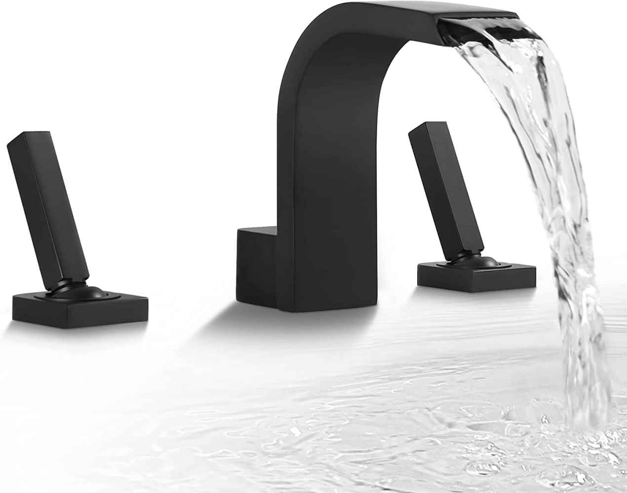 Black Square Brass Bathroom Sink Faucet