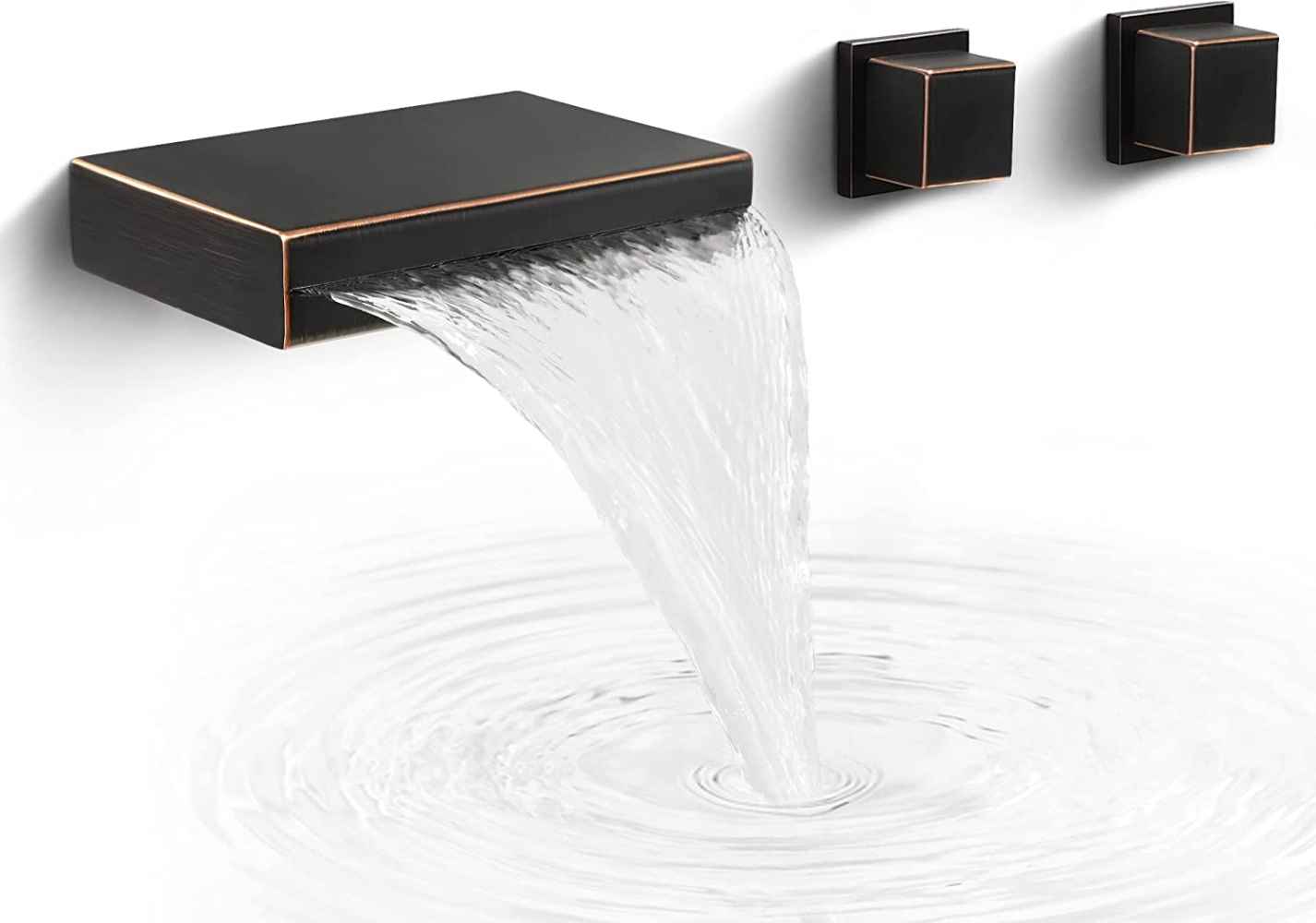 Black Square Brass Bathroom Sink Faucet