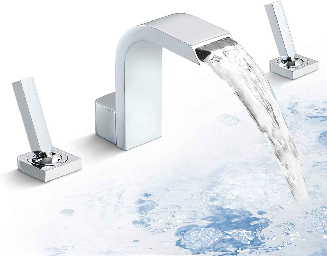 Chrome Square Brass Bathroom Sink Faucet