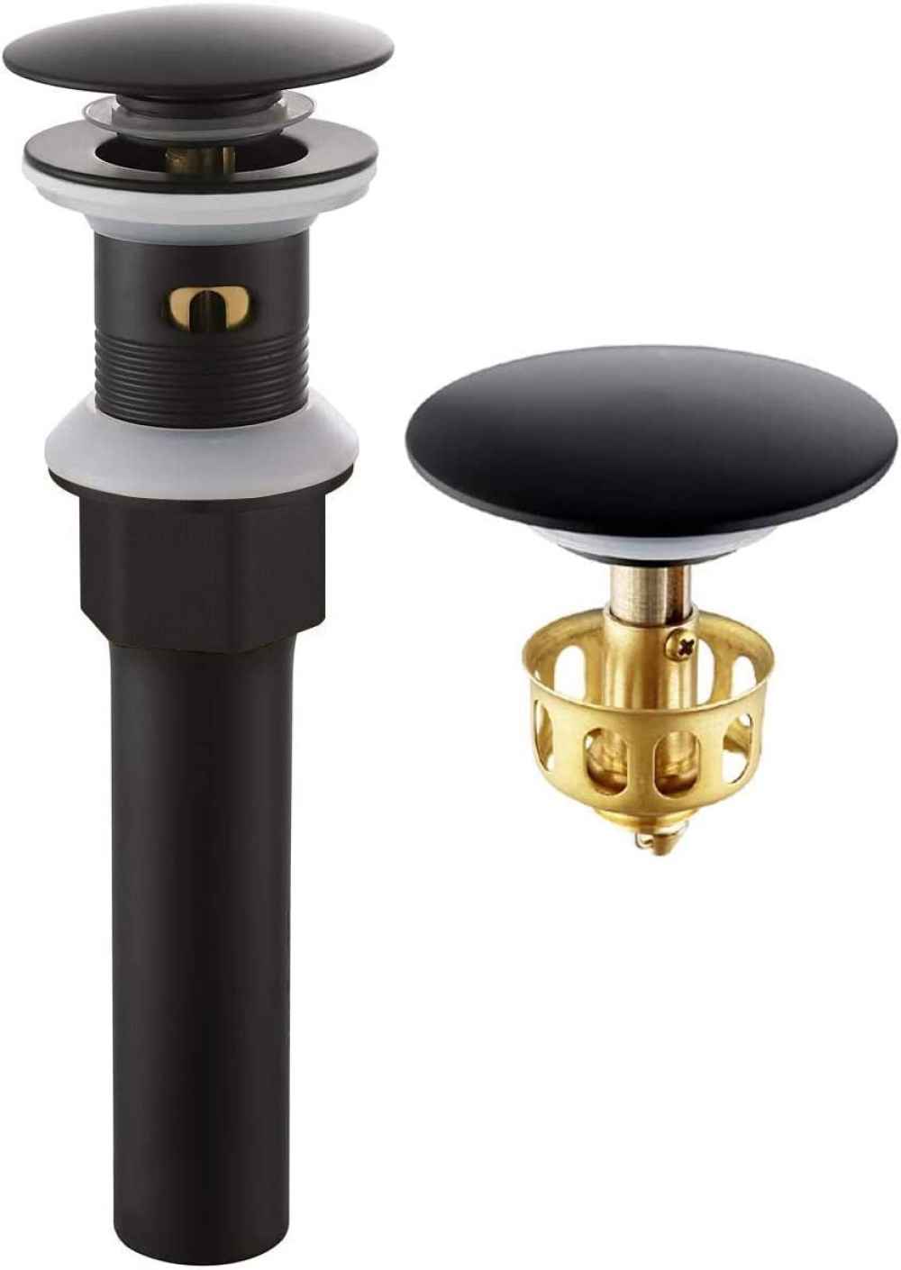 2.59 x 2.59 in Black Round Stainless Steel Bathroom Sink Drain