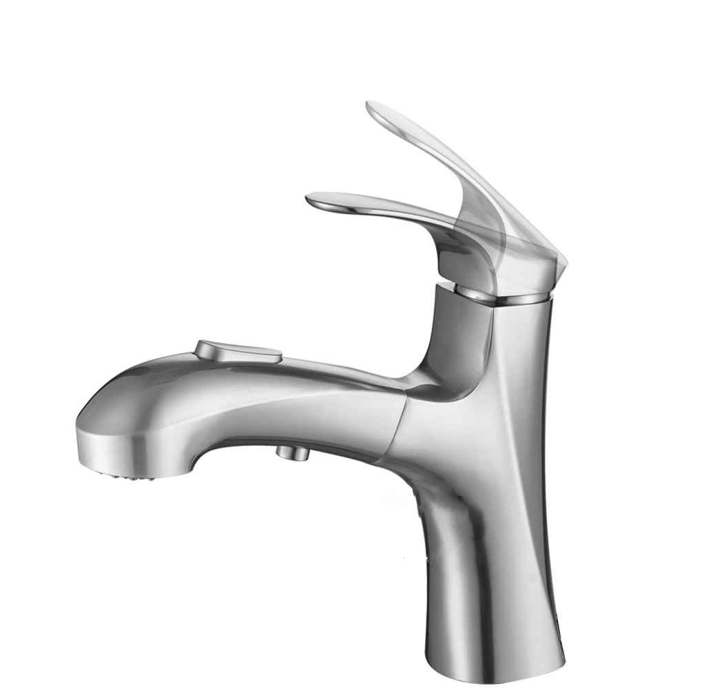 Brushed Nickel Stainless Steel Bathroom Sink Faucet