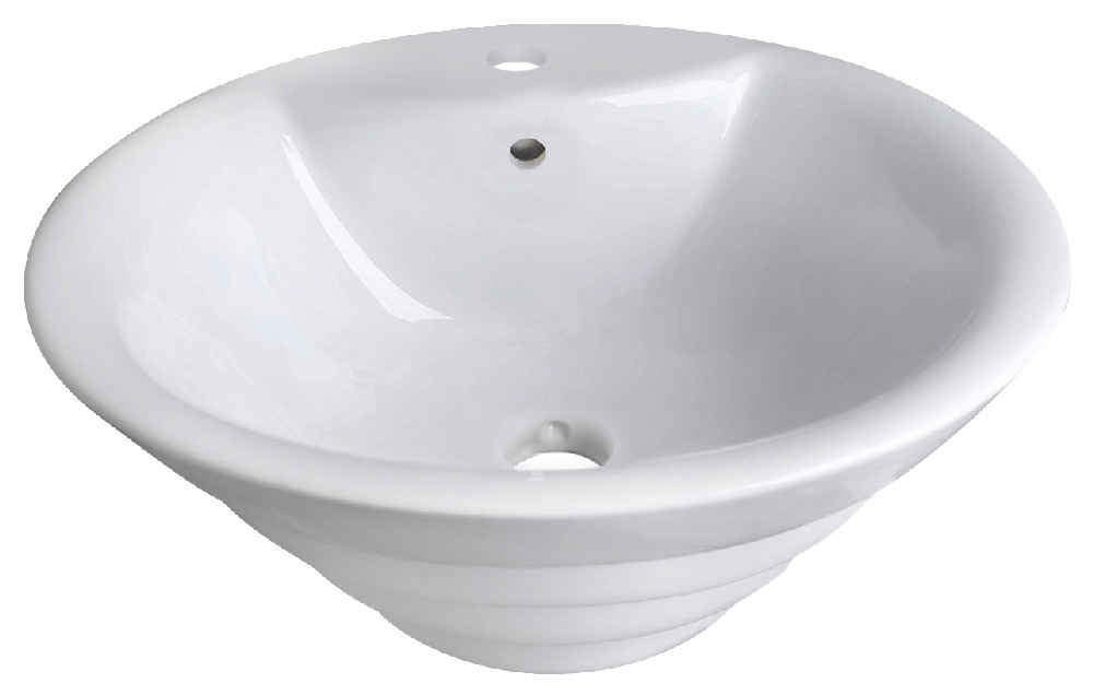 19.25-in. x 19.25-in. Round Bathroom Vessel Sink White Enamel Glaze