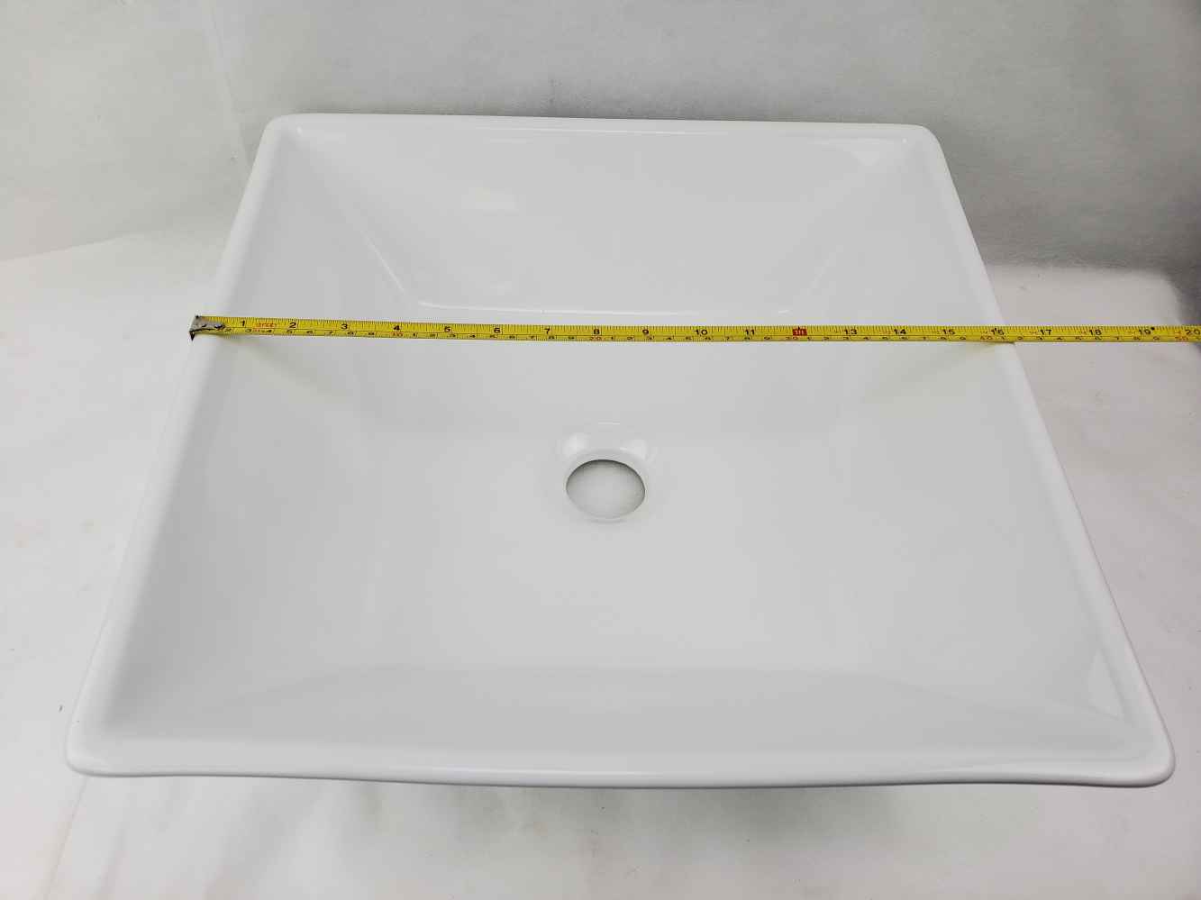 15.75-in. x 15.75-in. Square Bathroom Vessel Sink White Enamel Glaze