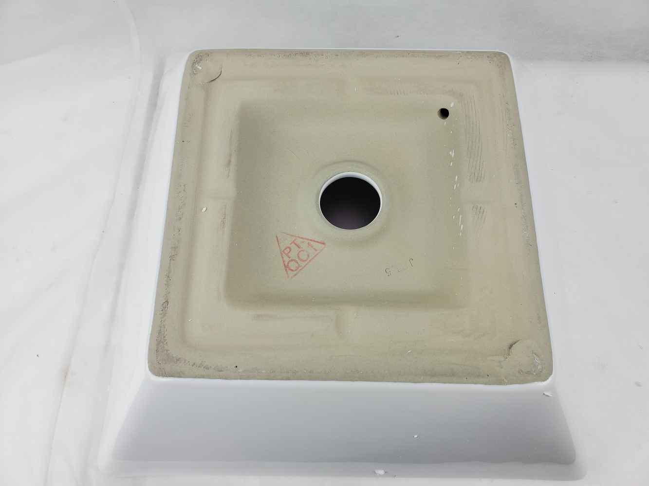15.75-in. x 15.75-in. Square Bathroom Vessel Sink White Enamel Glaze