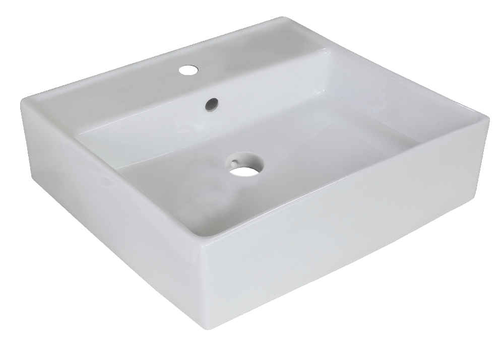 18-in. x 18-in. Square Bathroom Vessel Sink White Enamel Glaze