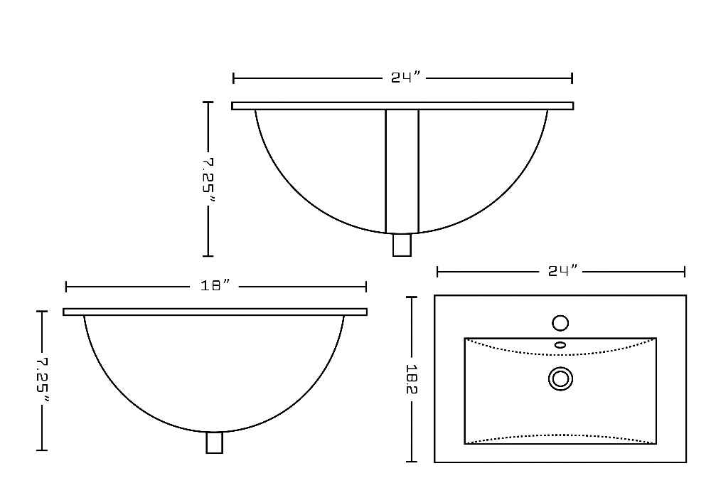 24-in. W 18-in. D Ceramic Top In White Color For 1 Hole Faucet