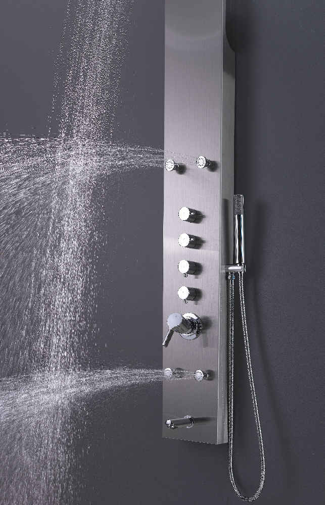 7.87-in. x 63-in. Shower Panel Chrome Stainless Steel CUPC