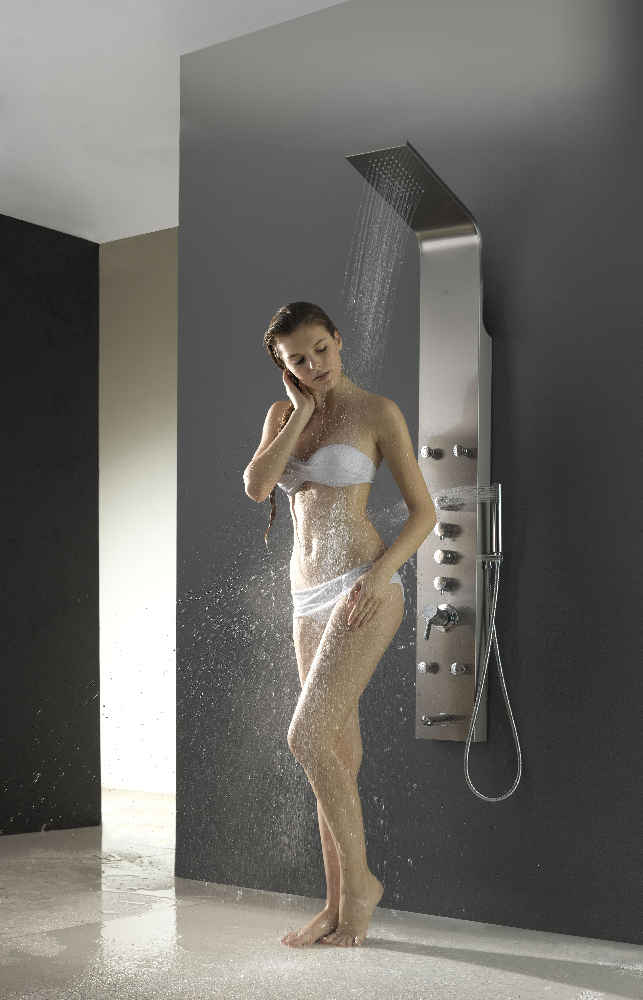 7.87-in. x 63-in. Shower Panel Chrome Stainless Steel CUPC