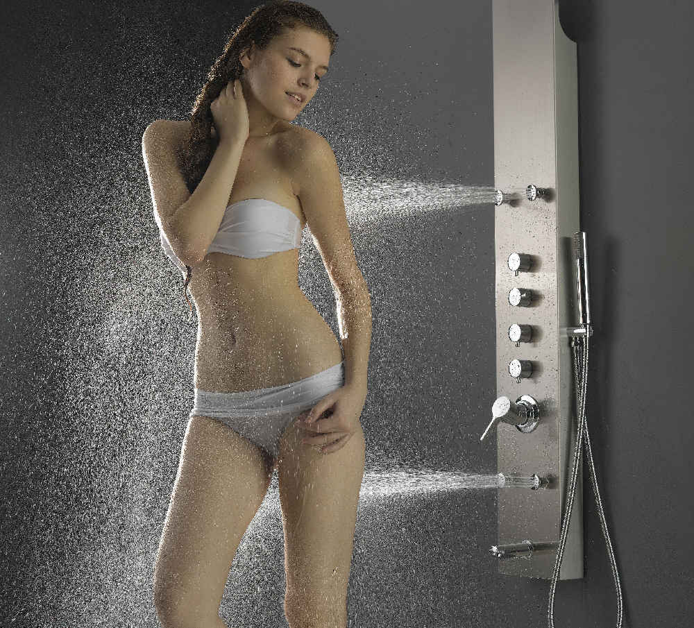 7.87-in. x 63-in. Shower Panel Chrome Stainless Steel CUPC