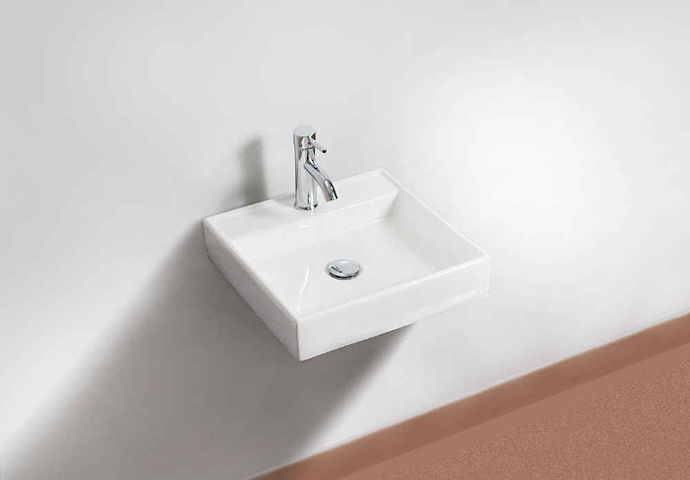 17.5-in. x 17.5-in. Square Bathroom Vessel Sink White Enamel Glaze