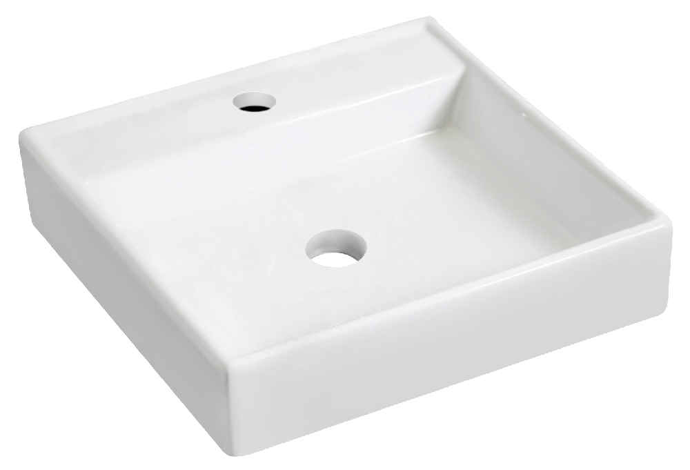 17.5-in. x 17.5-in. Square Bathroom Vessel Sink White Enamel Glaze