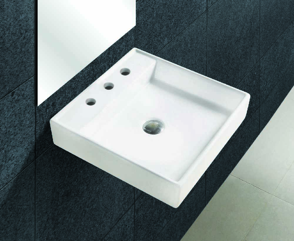 17.5-in. x 17.5-in. Square Bathroom Vessel Sink White Enamel Glaze