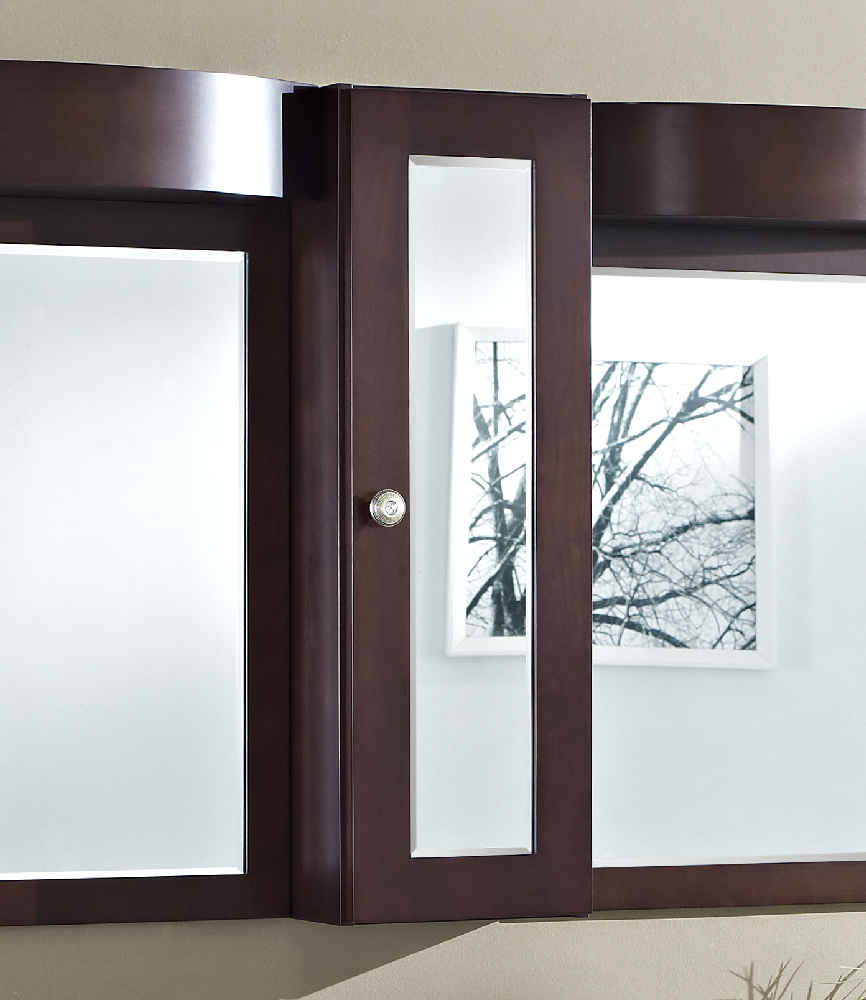12-in. W 36-in. H Transitional Birch Wood-Veneer Medicine Cabinet In Coffee
